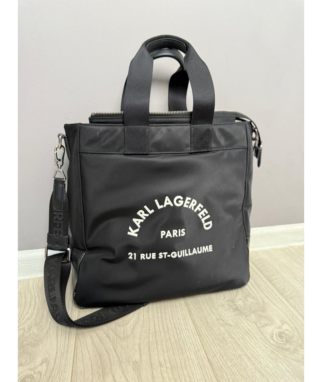 KARL LAGERFELD Черная тканевая сумка тоут, фото 8