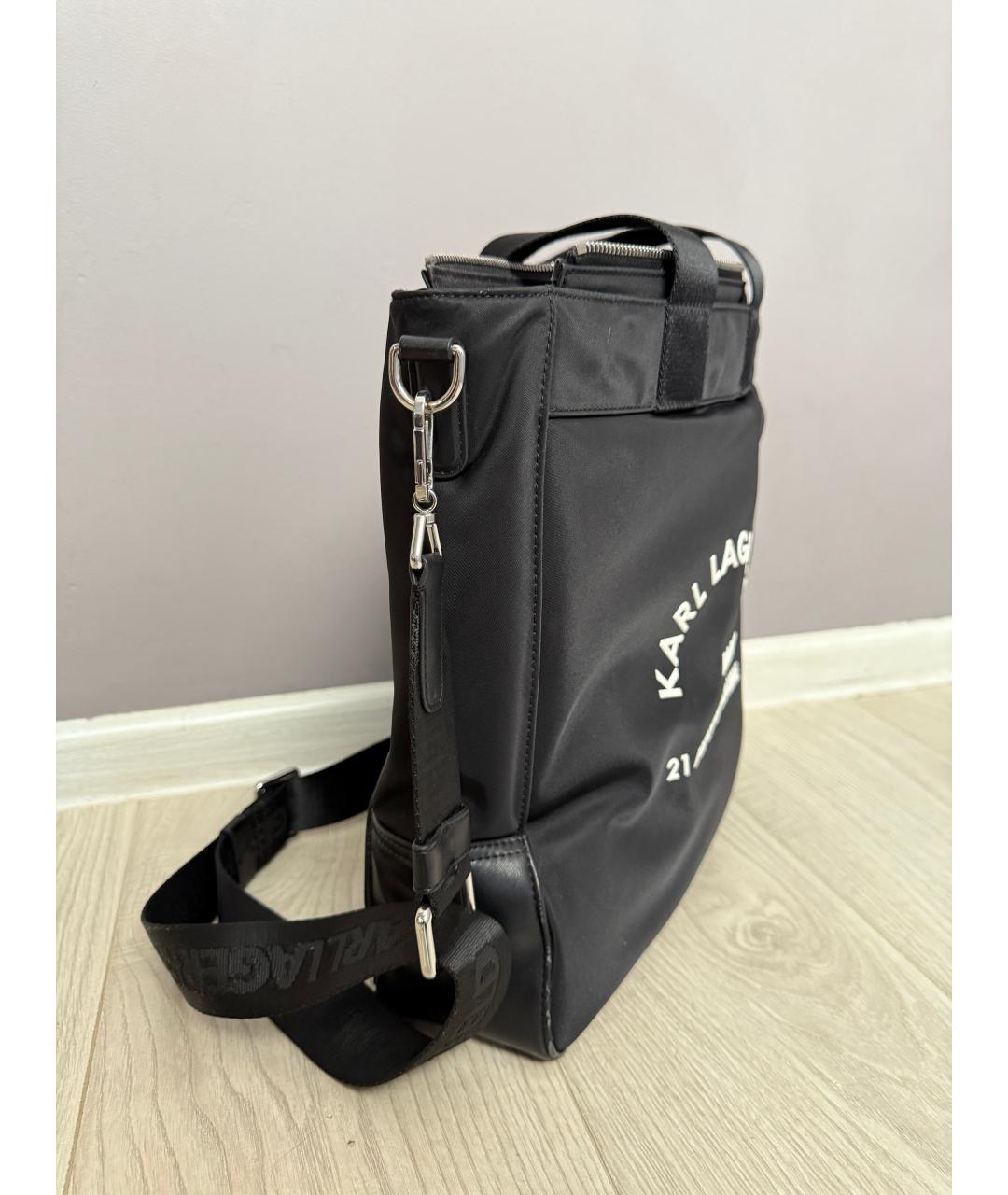 KARL LAGERFELD Черная тканевая сумка тоут, фото 2