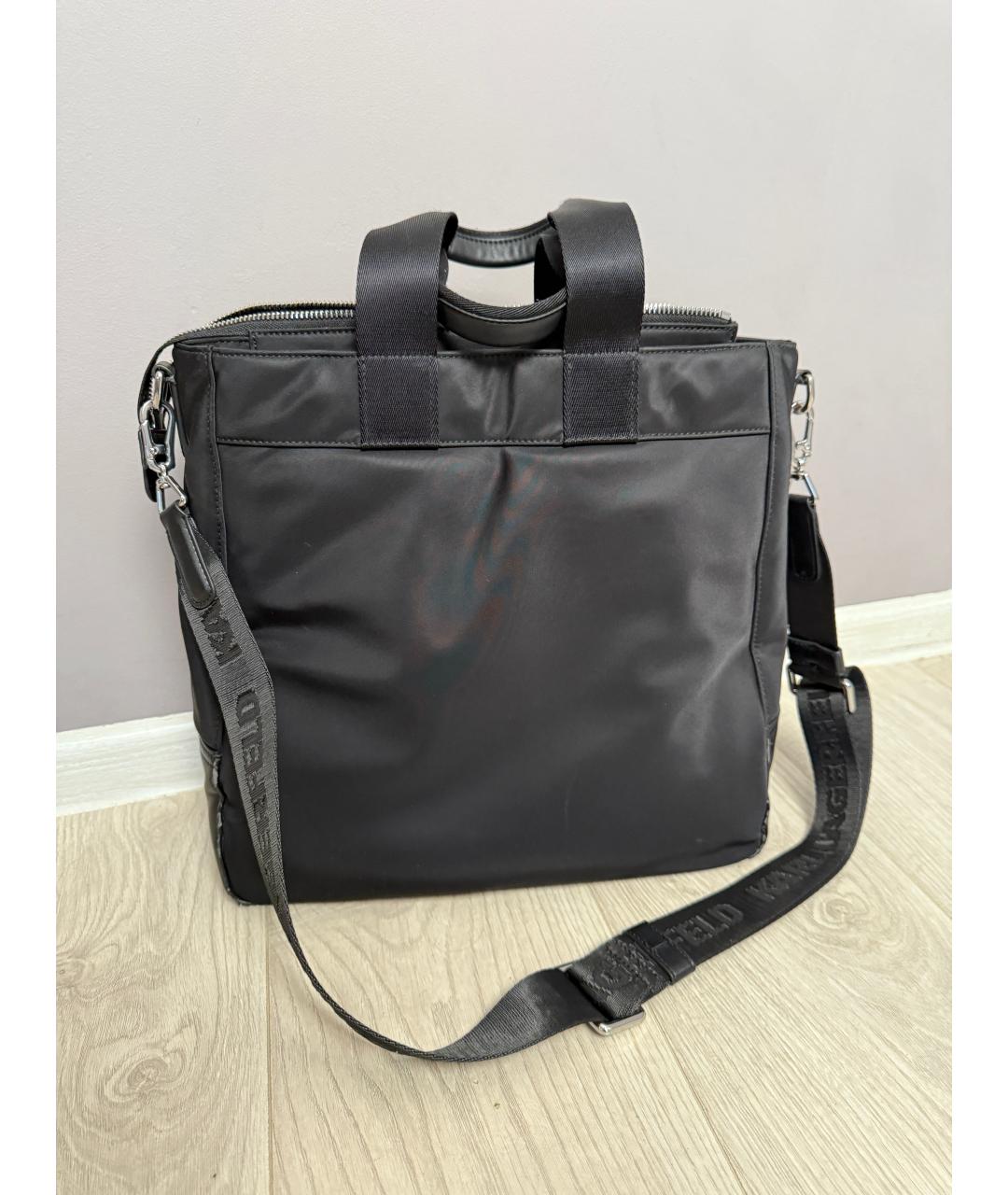 KARL LAGERFELD Черная тканевая сумка тоут, фото 3