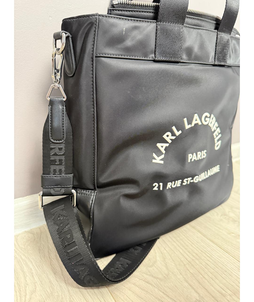 KARL LAGERFELD Черная тканевая сумка тоут, фото 6