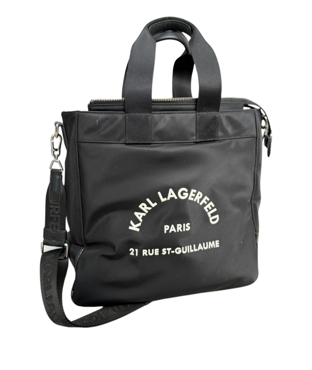 KARL LAGERFELD Черная тканевая сумка тоут, фото 1