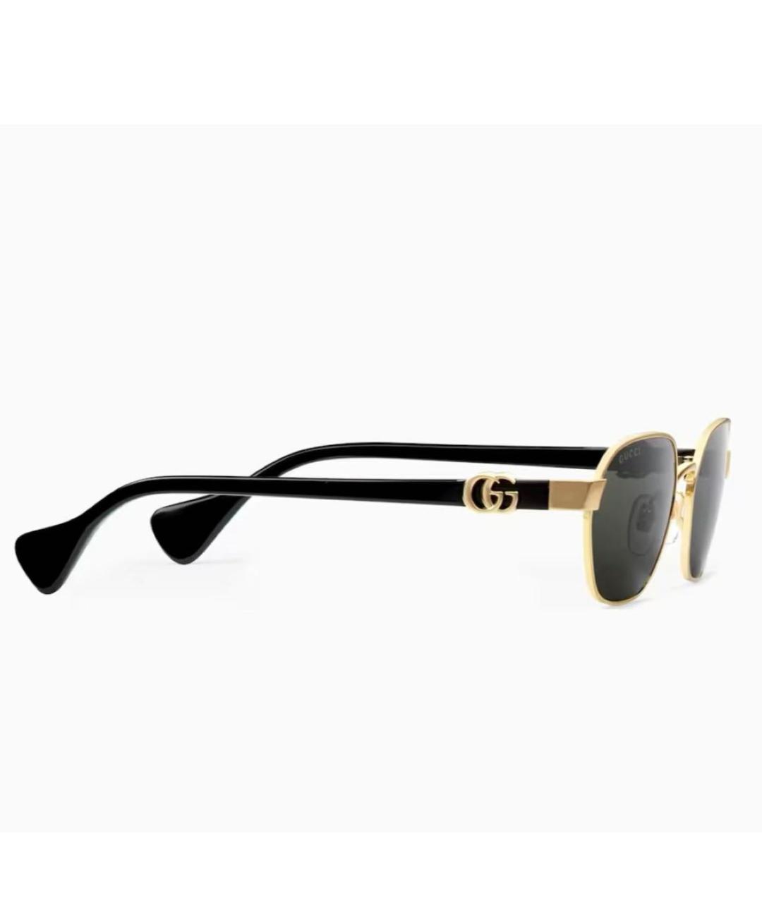 GUCCI Золотые металлические солнцезащитные очки, фото 3