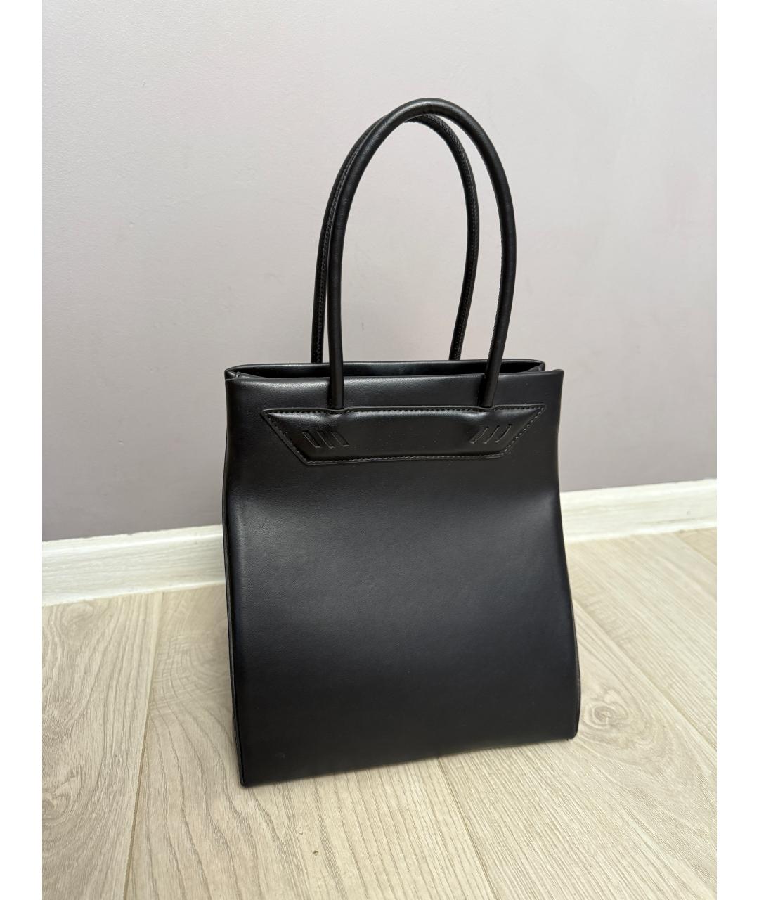 KARL LAGERFELD Черная кожаная сумка с короткими ручками, фото 3