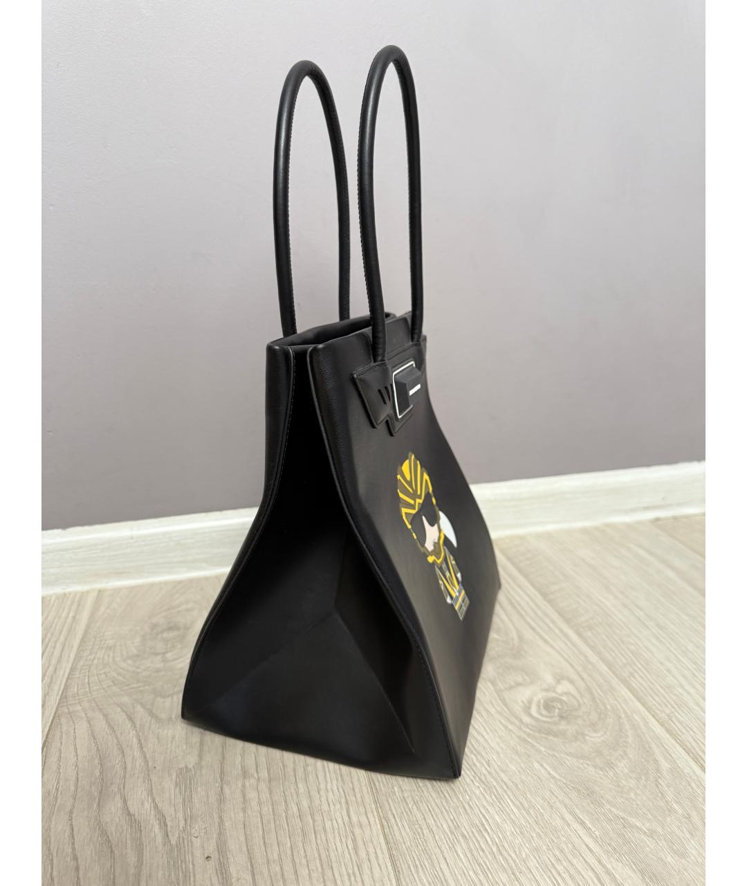 KARL LAGERFELD Черная кожаная сумка с короткими ручками, фото 2