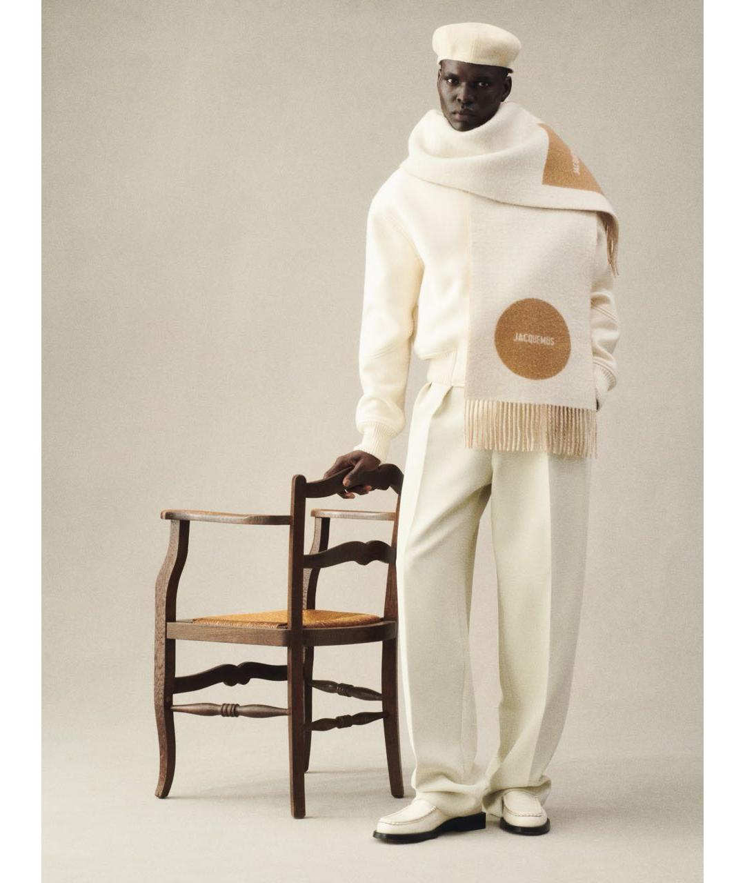 JACQUEMUS Бежевый шерстяной шарф, фото 4