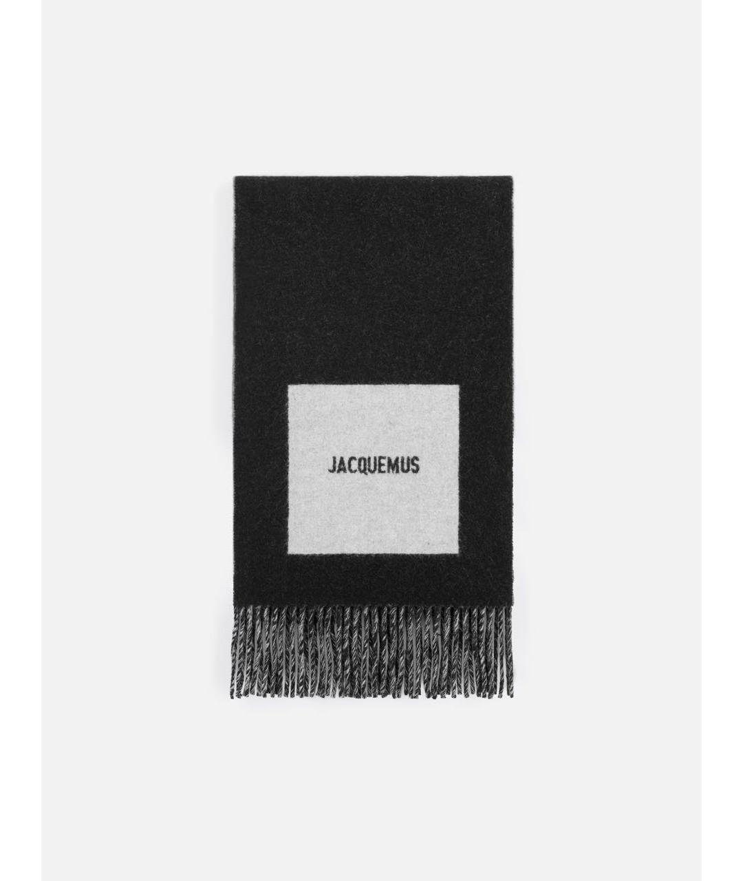 JACQUEMUS Черный шерстяной шарф, фото 5