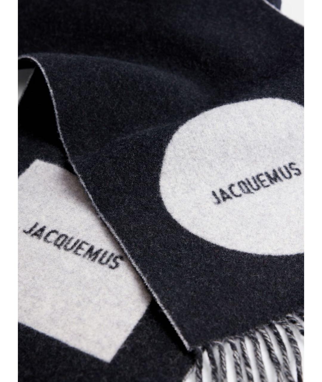 JACQUEMUS Черный шерстяной шарф, фото 3