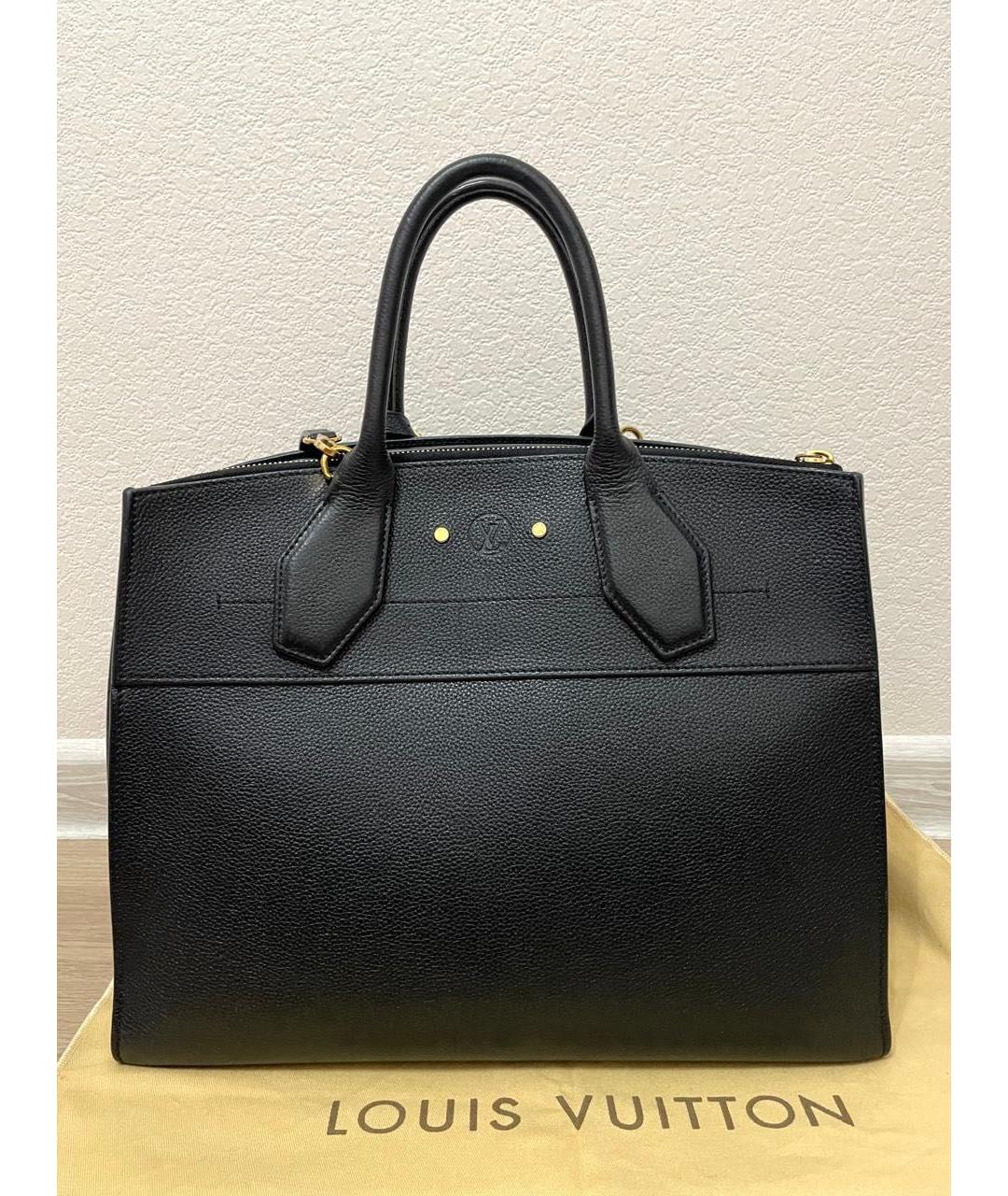 LOUIS VUITTON Черная кожаная сумка с короткими ручками, фото 2