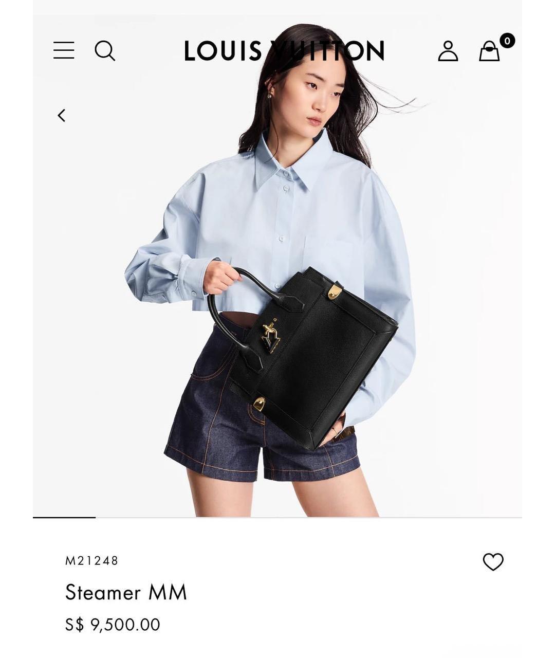 LOUIS VUITTON Черная кожаная сумка с короткими ручками, фото 7