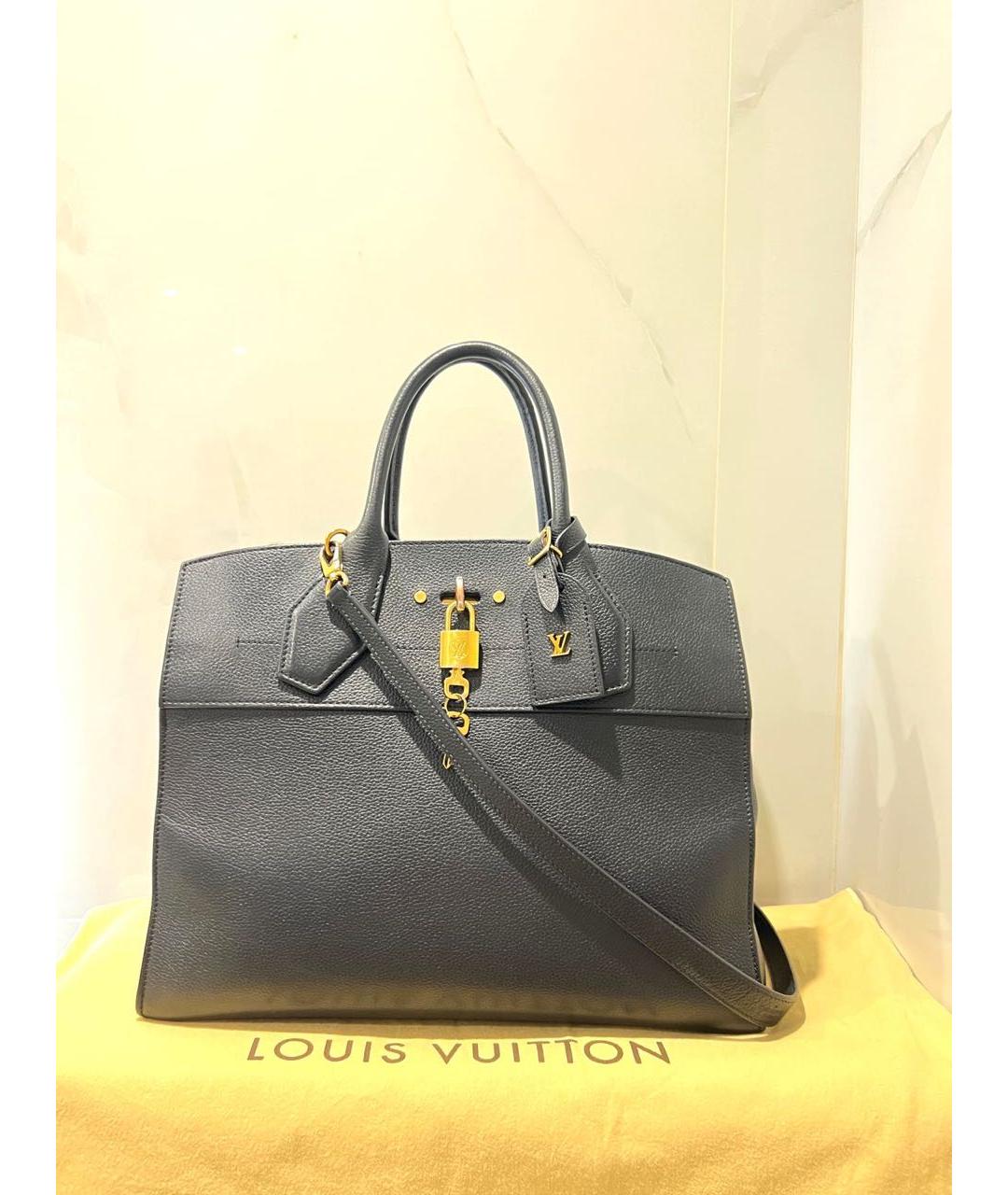 LOUIS VUITTON Черная кожаная сумка с короткими ручками, фото 8