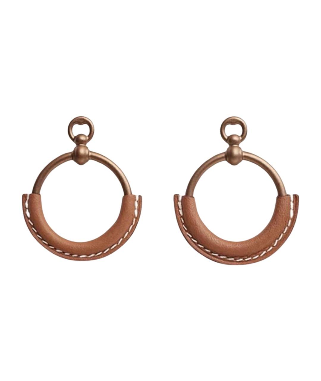 HERMES Коричневые кожаные серьги, фото 1