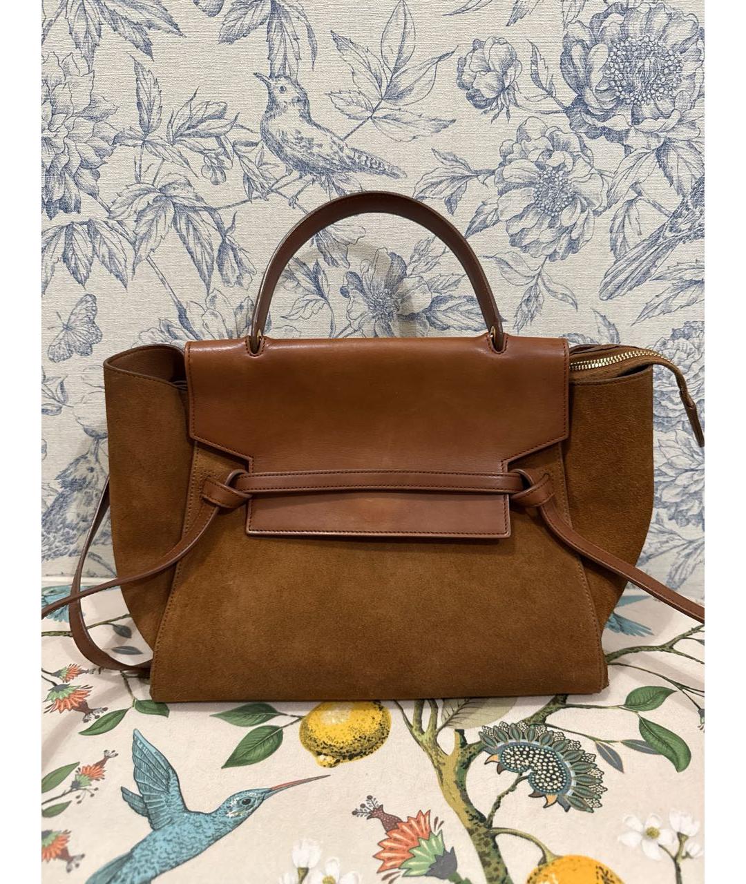 CELINE Коричневая замшевая сумка через плечо, фото 4