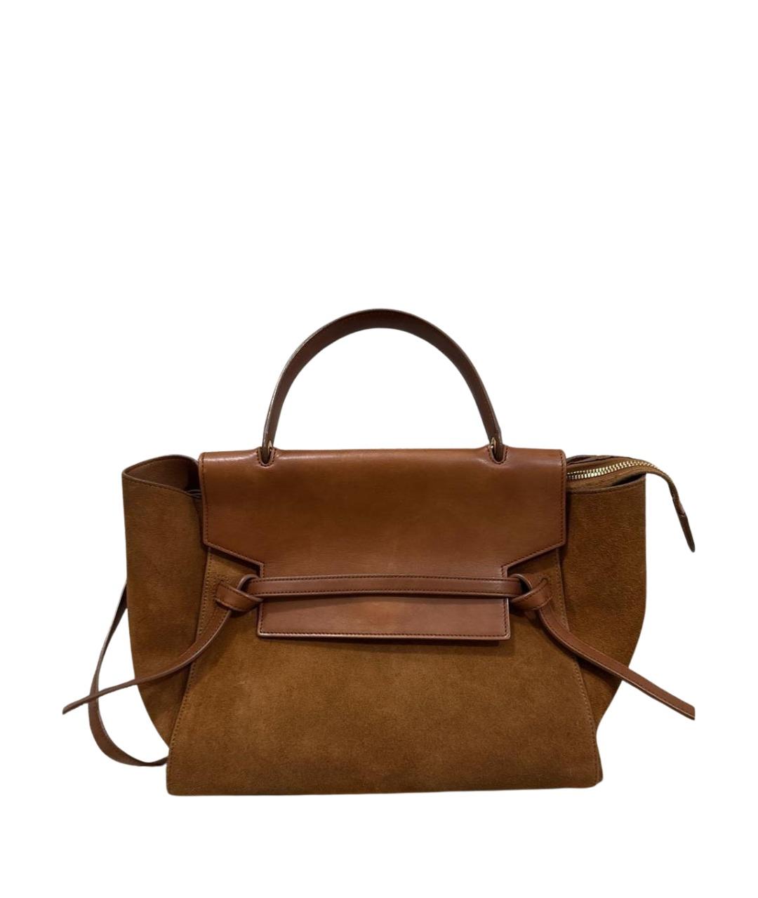 CELINE Коричневая замшевая сумка через плечо, фото 1