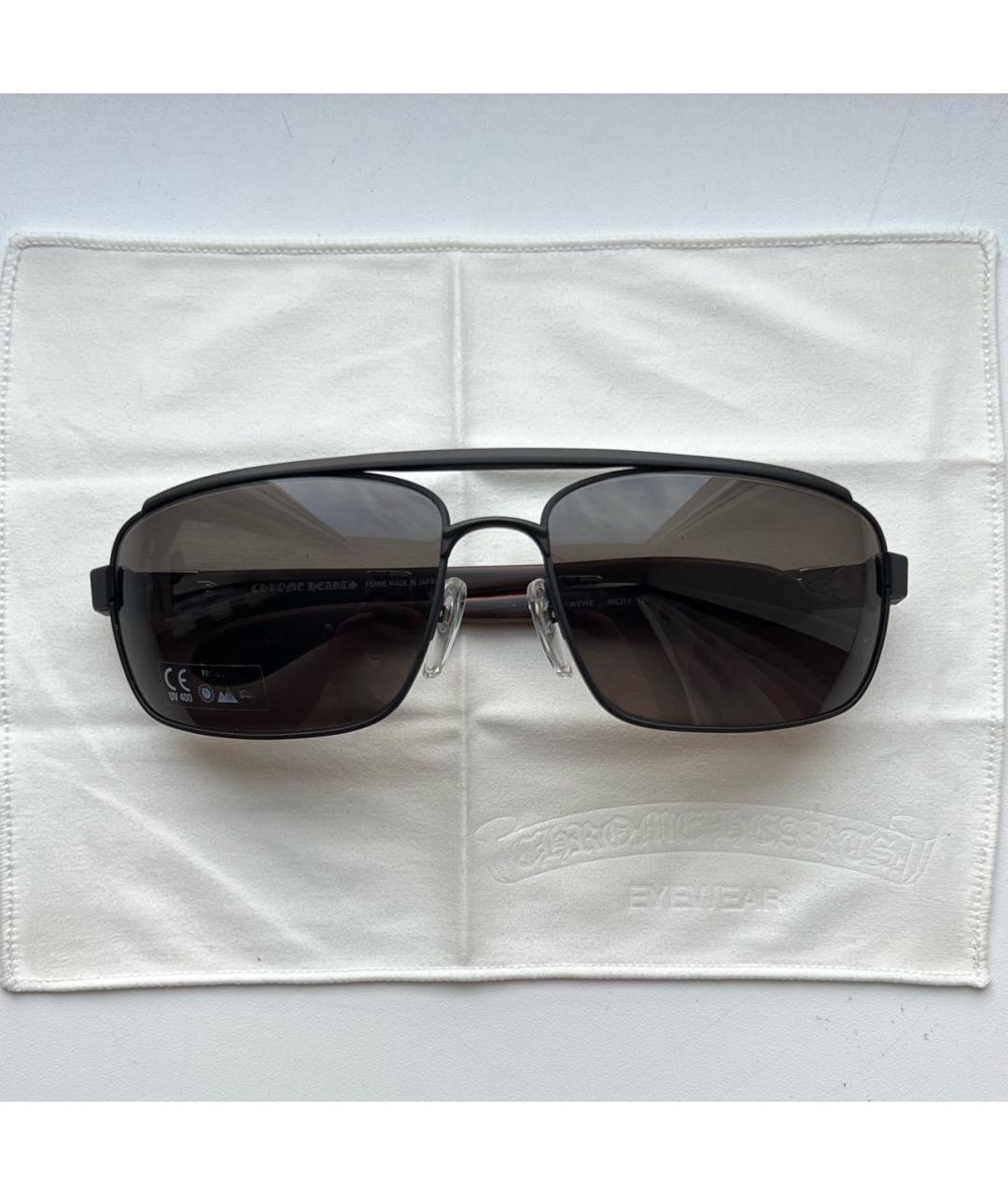 CHROME HEARTS Коричневые металлические солнцезащитные очки, фото 9