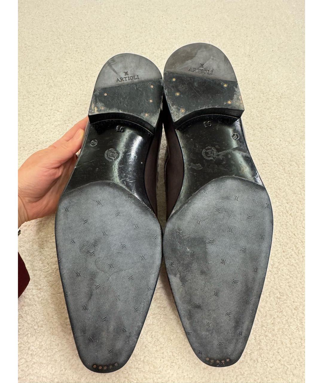 ARTIOLI Бордовые кожаные туфли, фото 4