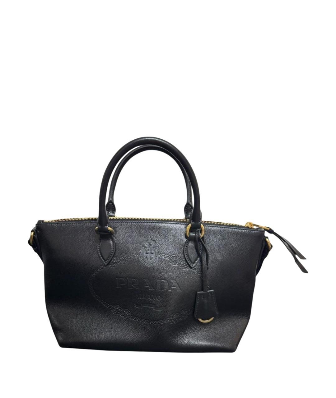 PRADA Черная кожаная сумка с короткими ручками, фото 1