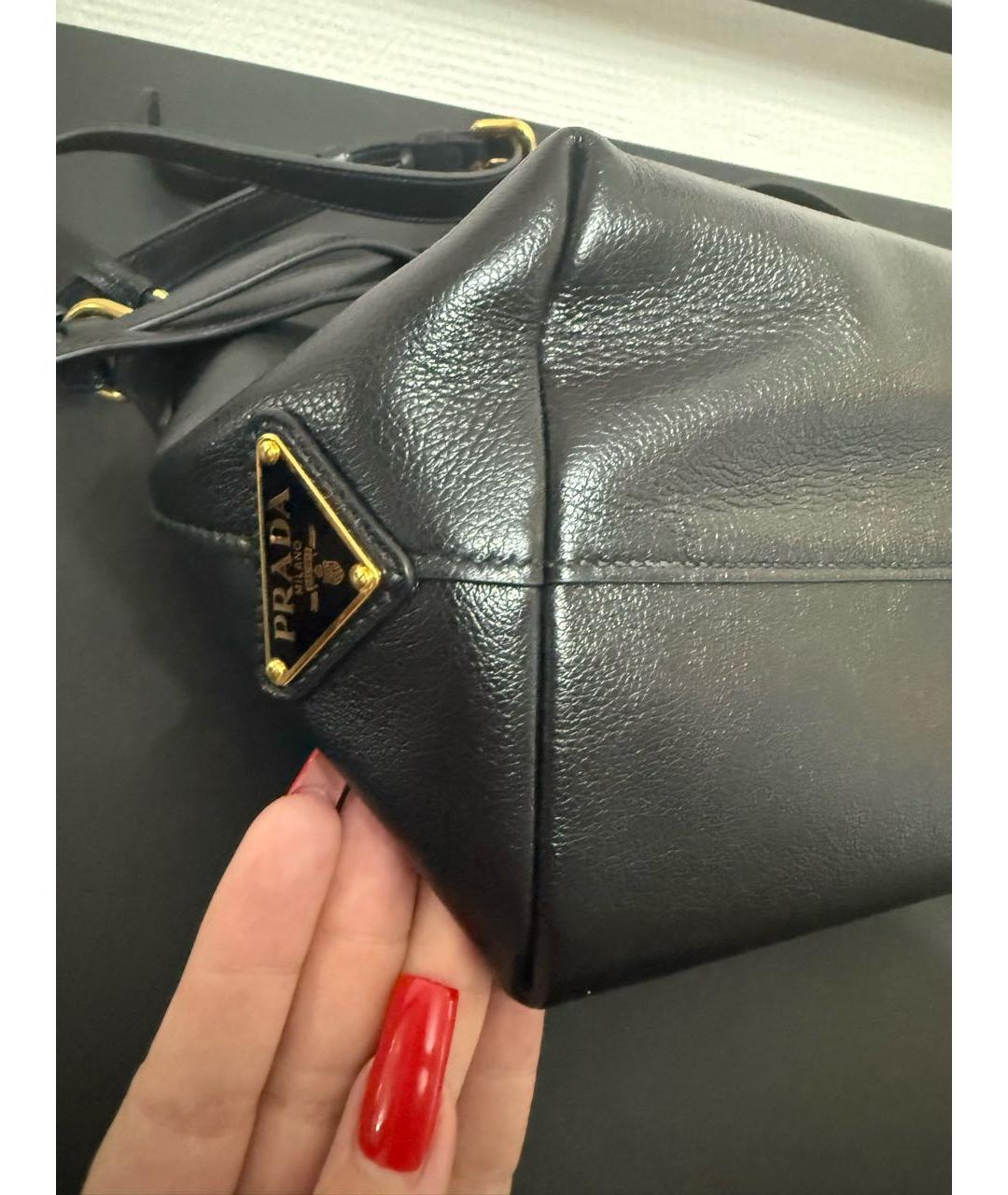 PRADA Черная кожаная сумка с короткими ручками, фото 8