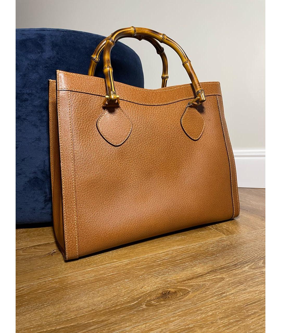 GUCCI Горчичная кожаная сумка с короткими ручками, фото 2