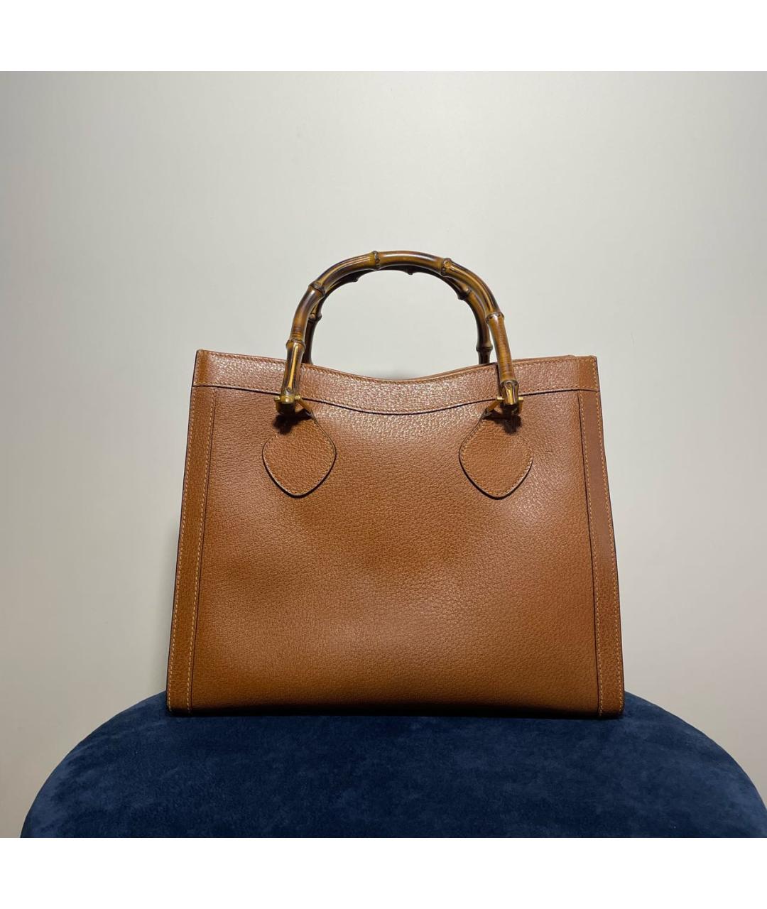 GUCCI Горчичная кожаная сумка с короткими ручками, фото 7