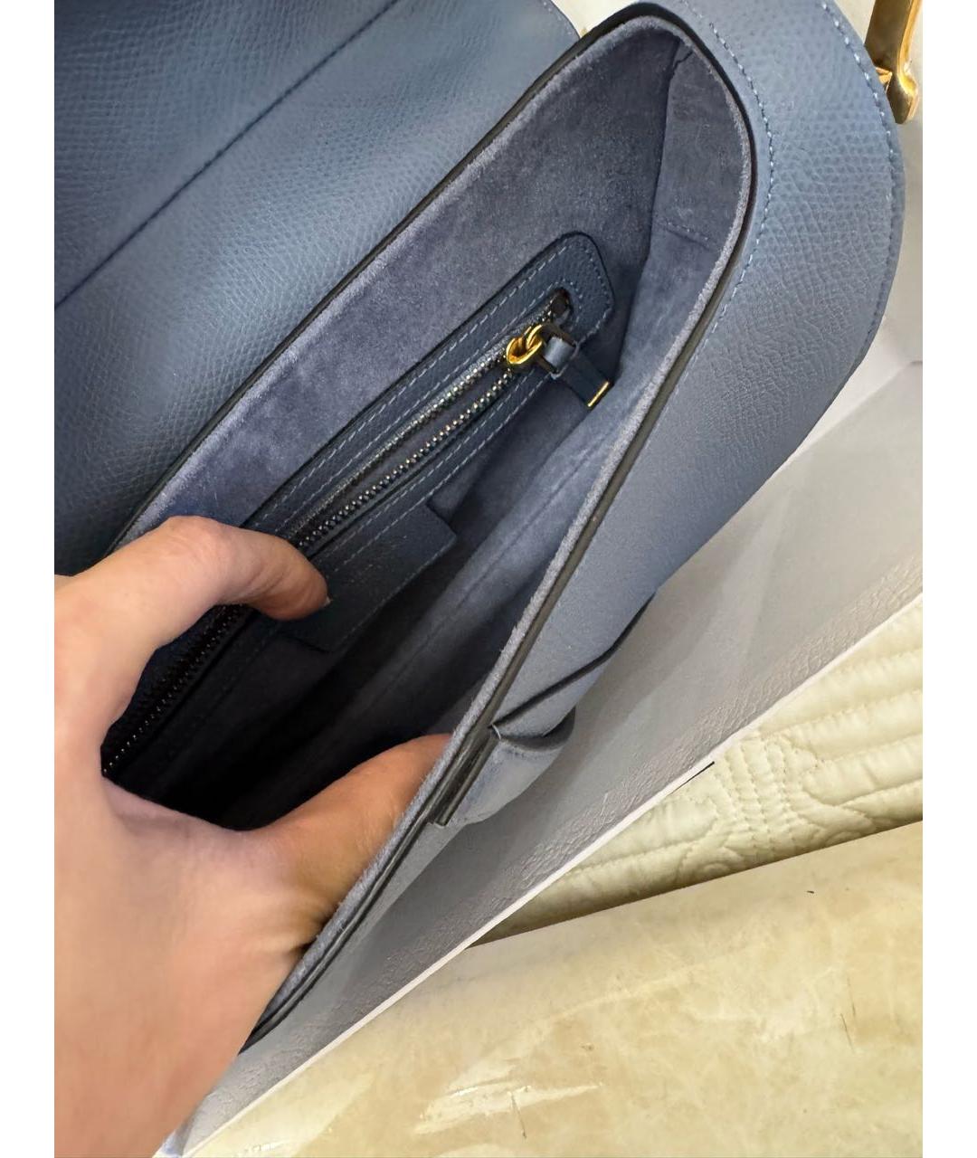 CHRISTIAN DIOR Темно-синяя кожаная сумка с короткими ручками, фото 4