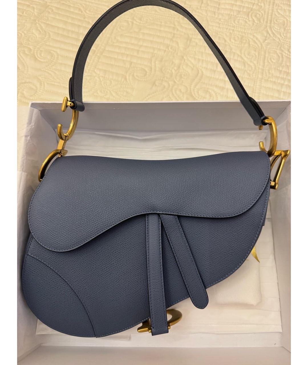 CHRISTIAN DIOR Темно-синяя кожаная сумка с короткими ручками, фото 5