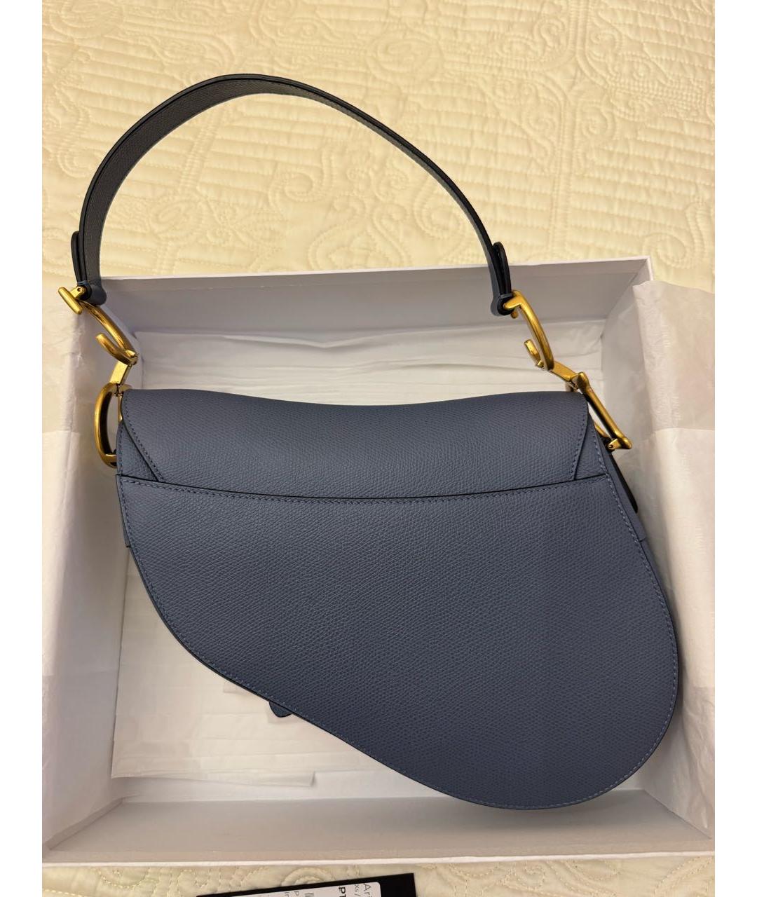 CHRISTIAN DIOR Темно-синяя кожаная сумка с короткими ручками, фото 3