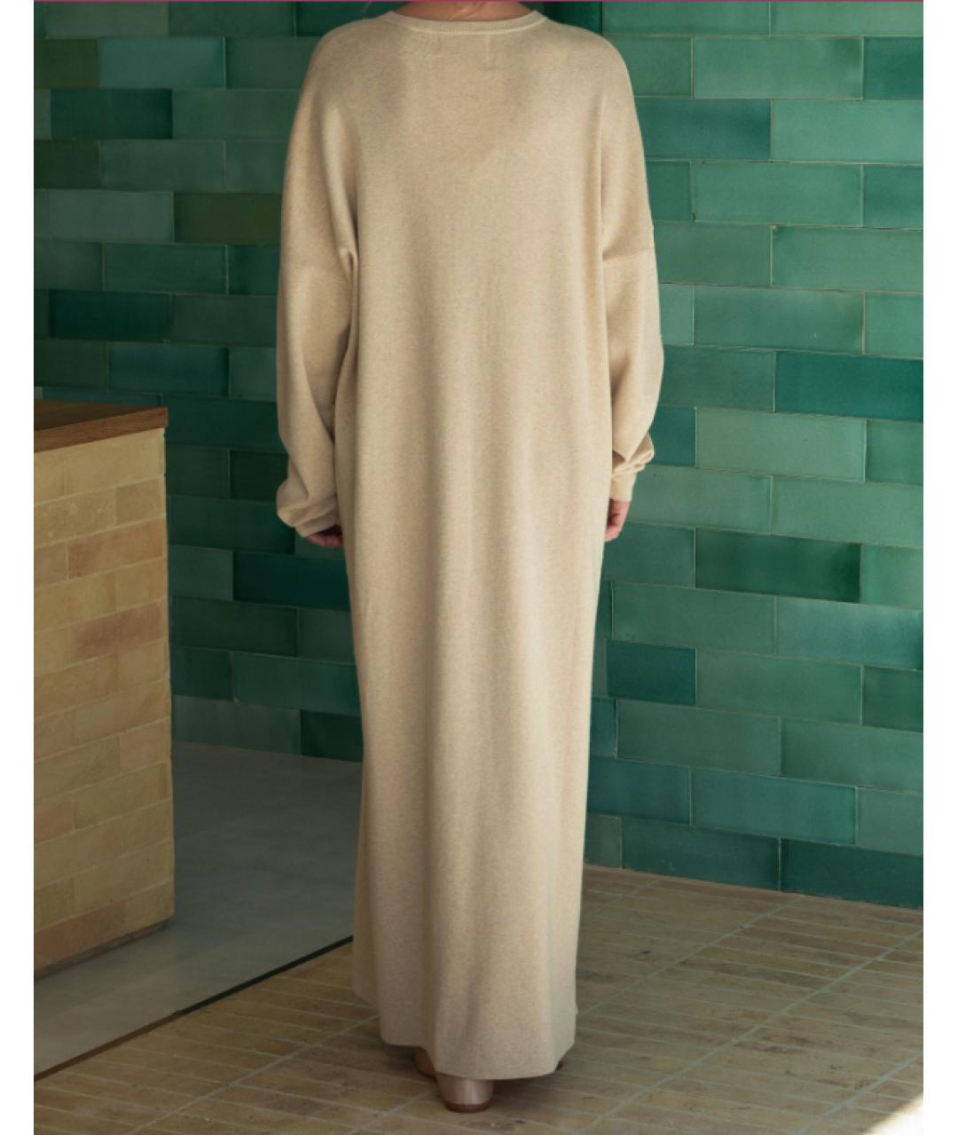 EXTREME CASHMERE Бежевое кашемировое повседневное платье, фото 4