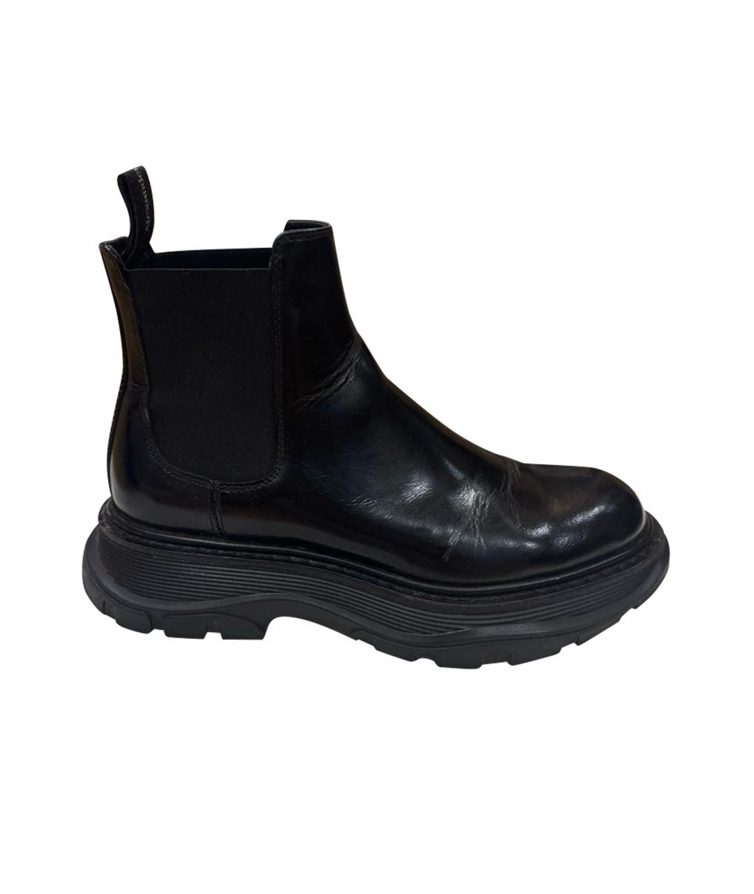 ALEXANDER MCQUEEN Черные кожаные ботинки, фото 1