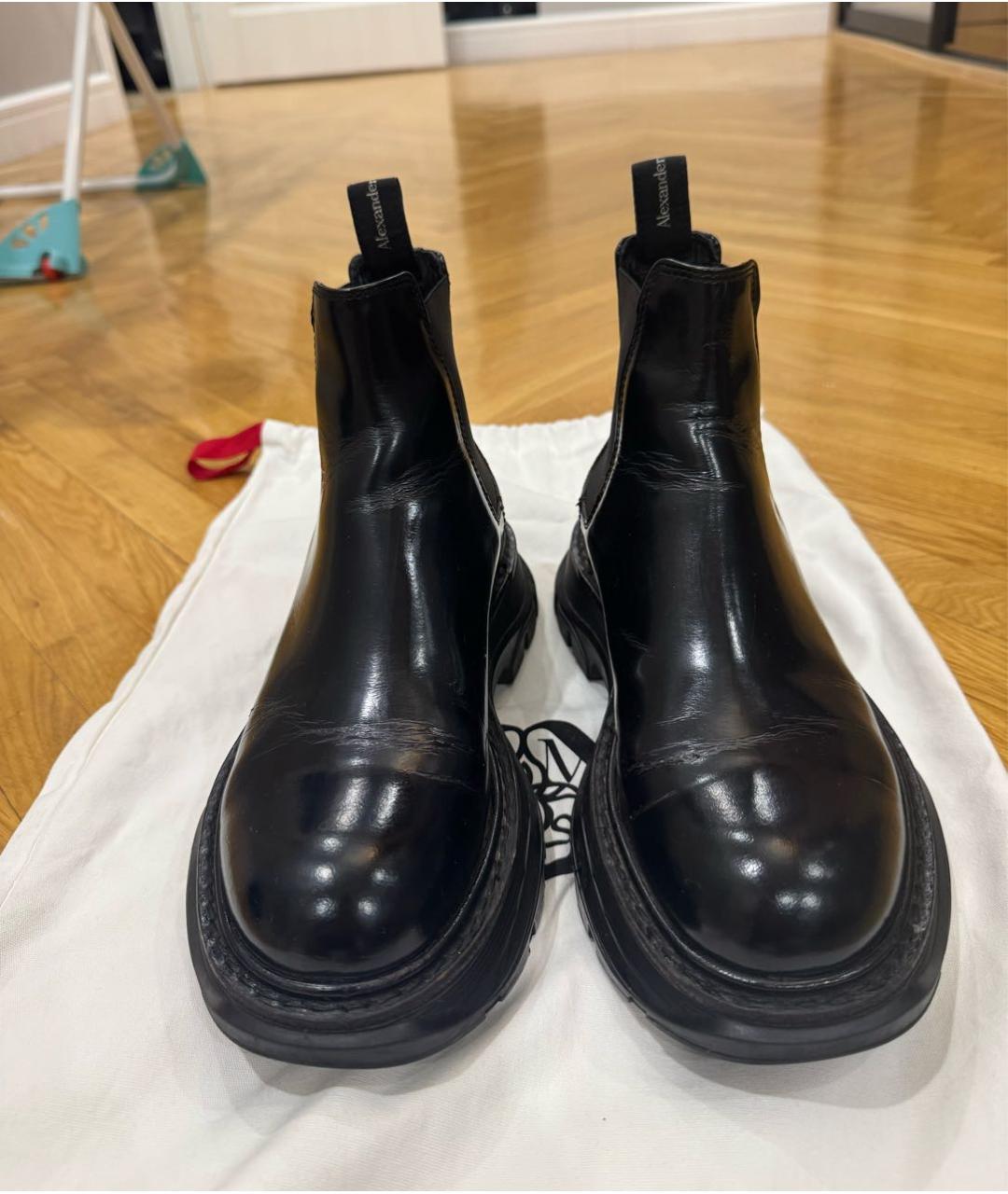 ALEXANDER MCQUEEN Черные кожаные ботинки, фото 2