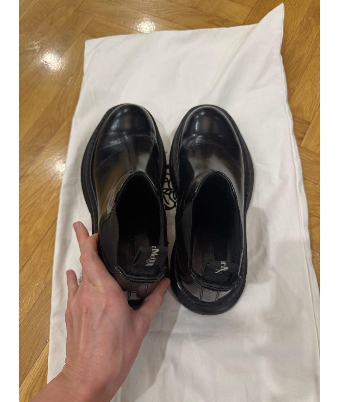 ALEXANDER MCQUEEN Черные кожаные ботинки, фото 3