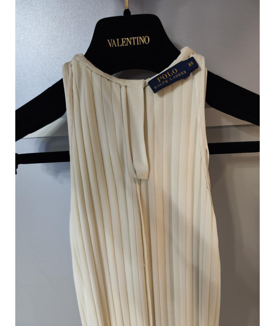 POLO RALPH LAUREN Бежевое вискозное коктейльное платье, фото 3