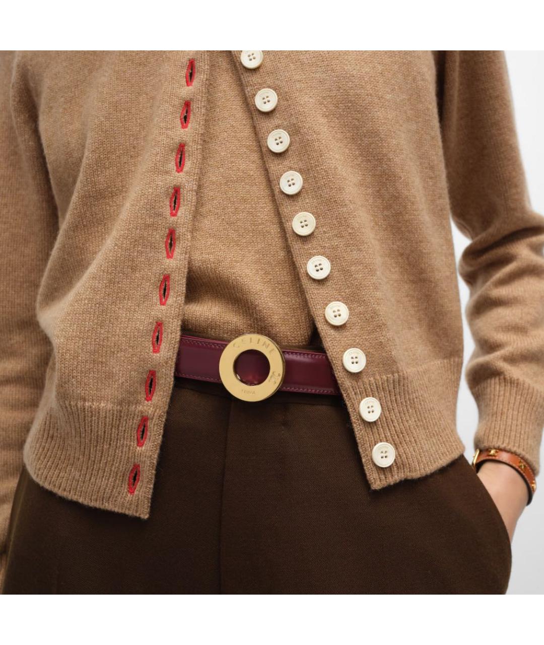 CELINE Красный кожаный ремень, фото 3