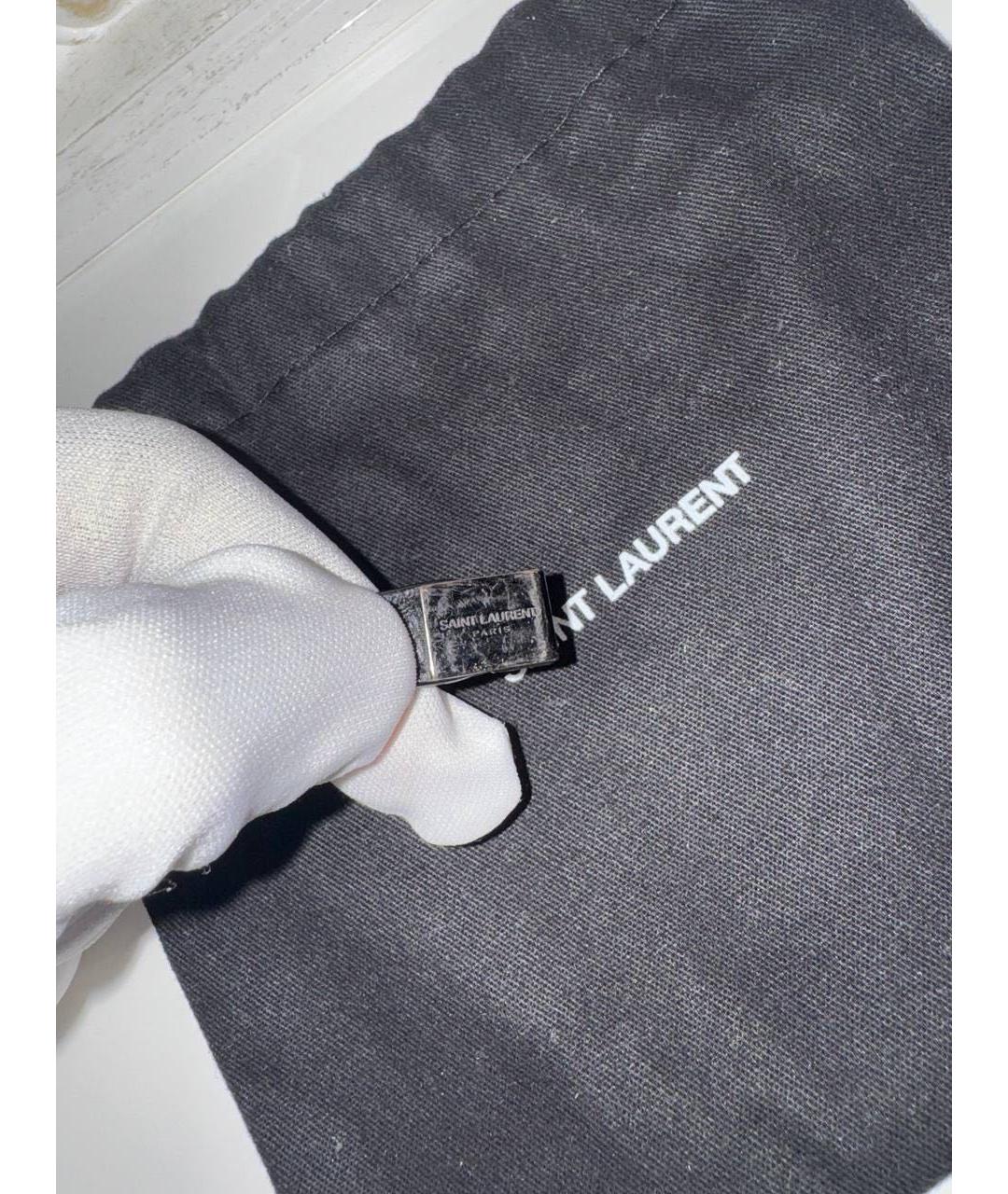 SAINT LAURENT Черный кожаный браслет, фото 6