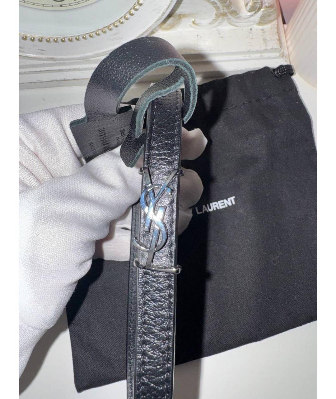 SAINT LAURENT Черный кожаный браслет, фото 4