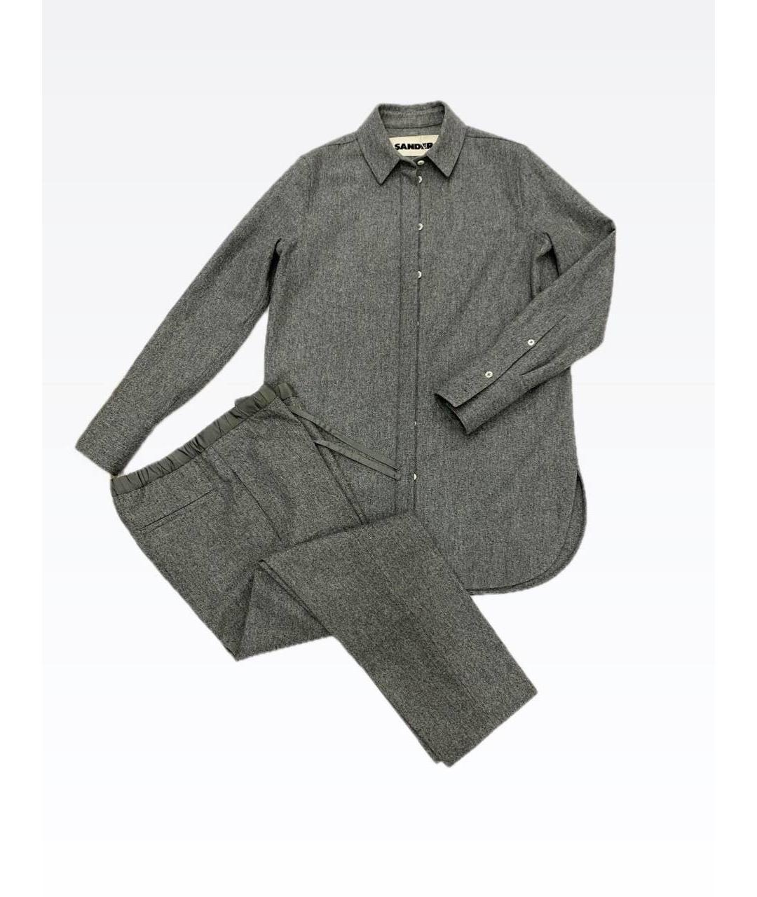 JIL SANDER Серый шерстяной костюм с брюками, фото 3