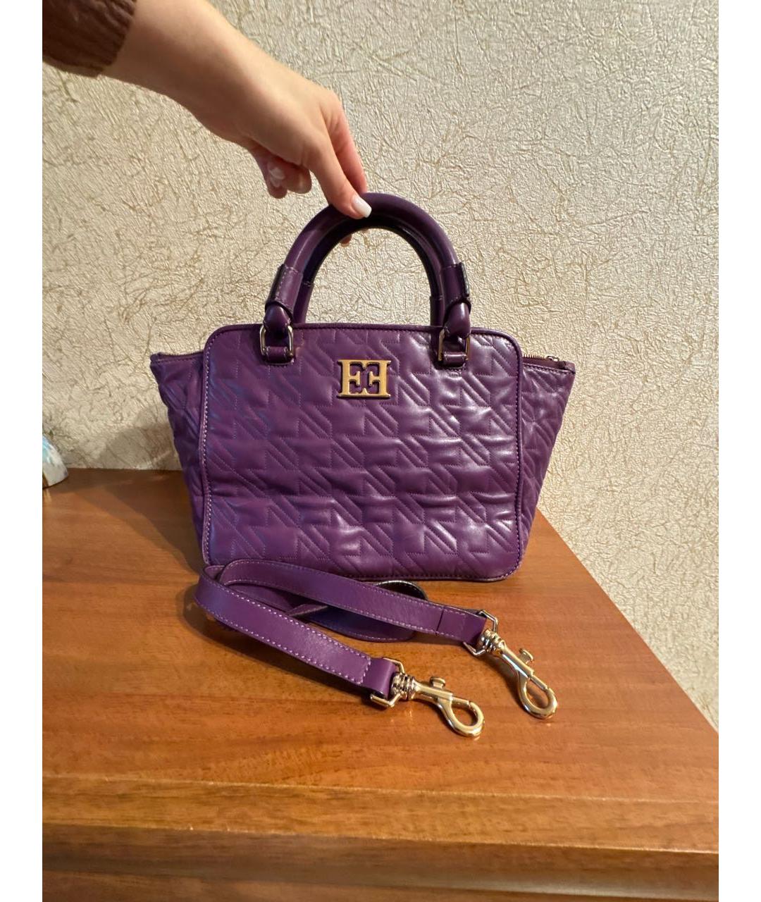 ESCADA Фиолетовая кожаная сумка с короткими ручками, фото 5