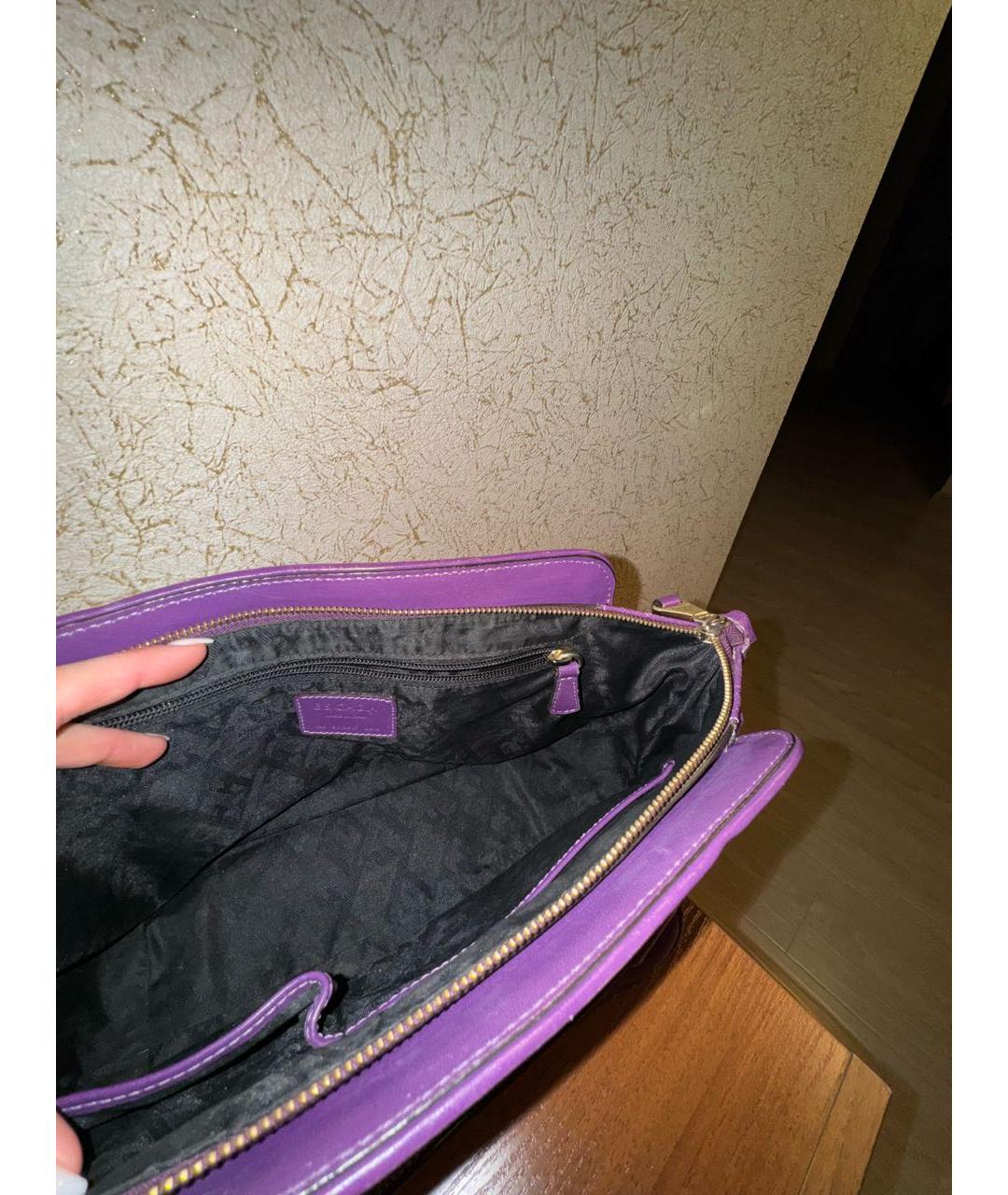 ESCADA Фиолетовая кожаная сумка с короткими ручками, фото 4