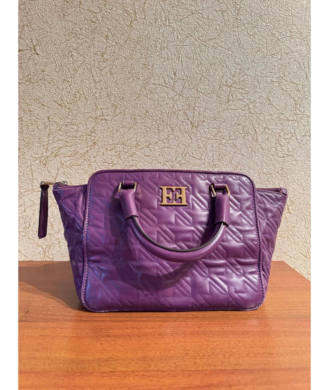 ESCADA Фиолетовая кожаная сумка с короткими ручками, фото 7