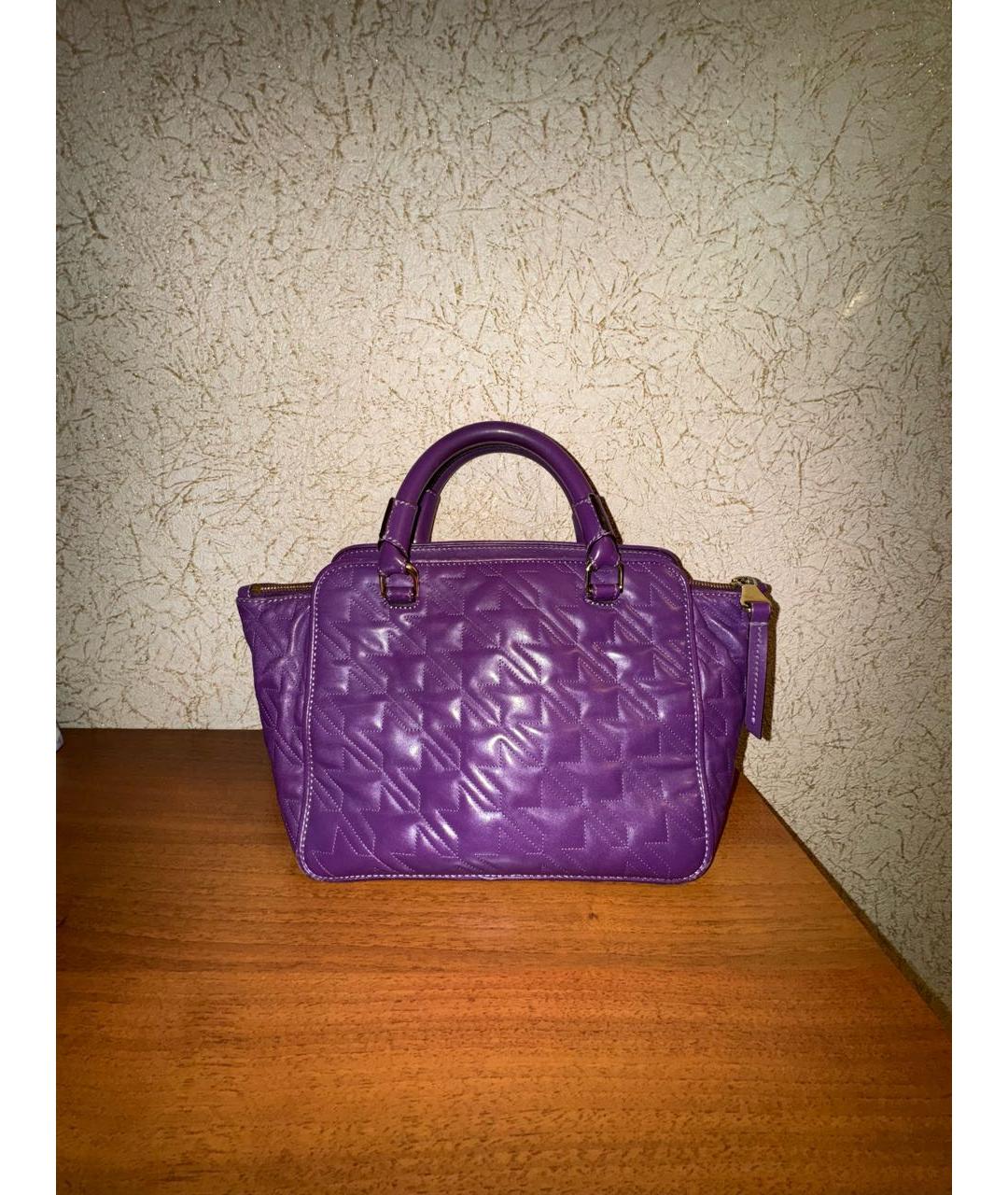 ESCADA Фиолетовая кожаная сумка с короткими ручками, фото 3