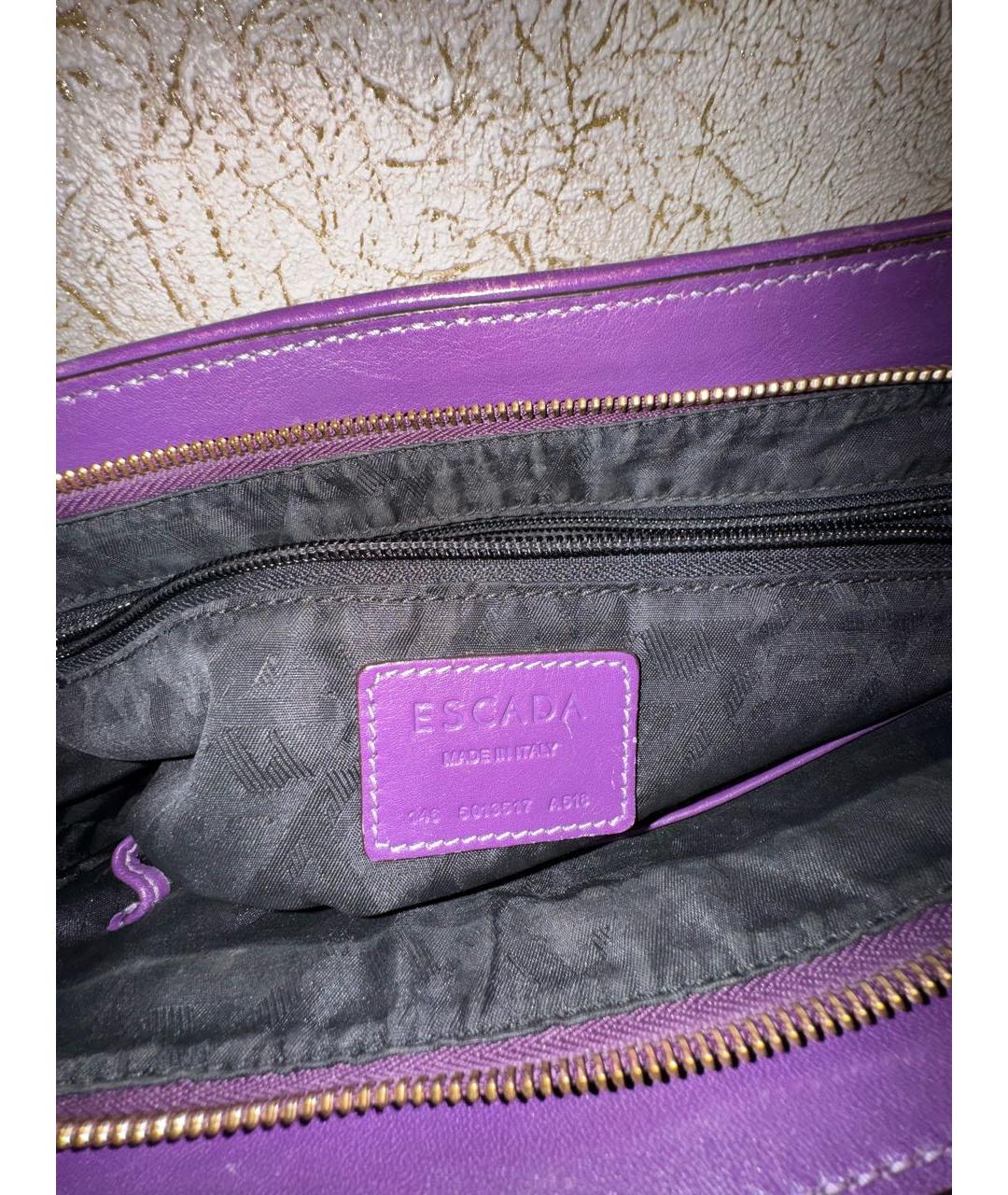 ESCADA Фиолетовая кожаная сумка с короткими ручками, фото 6