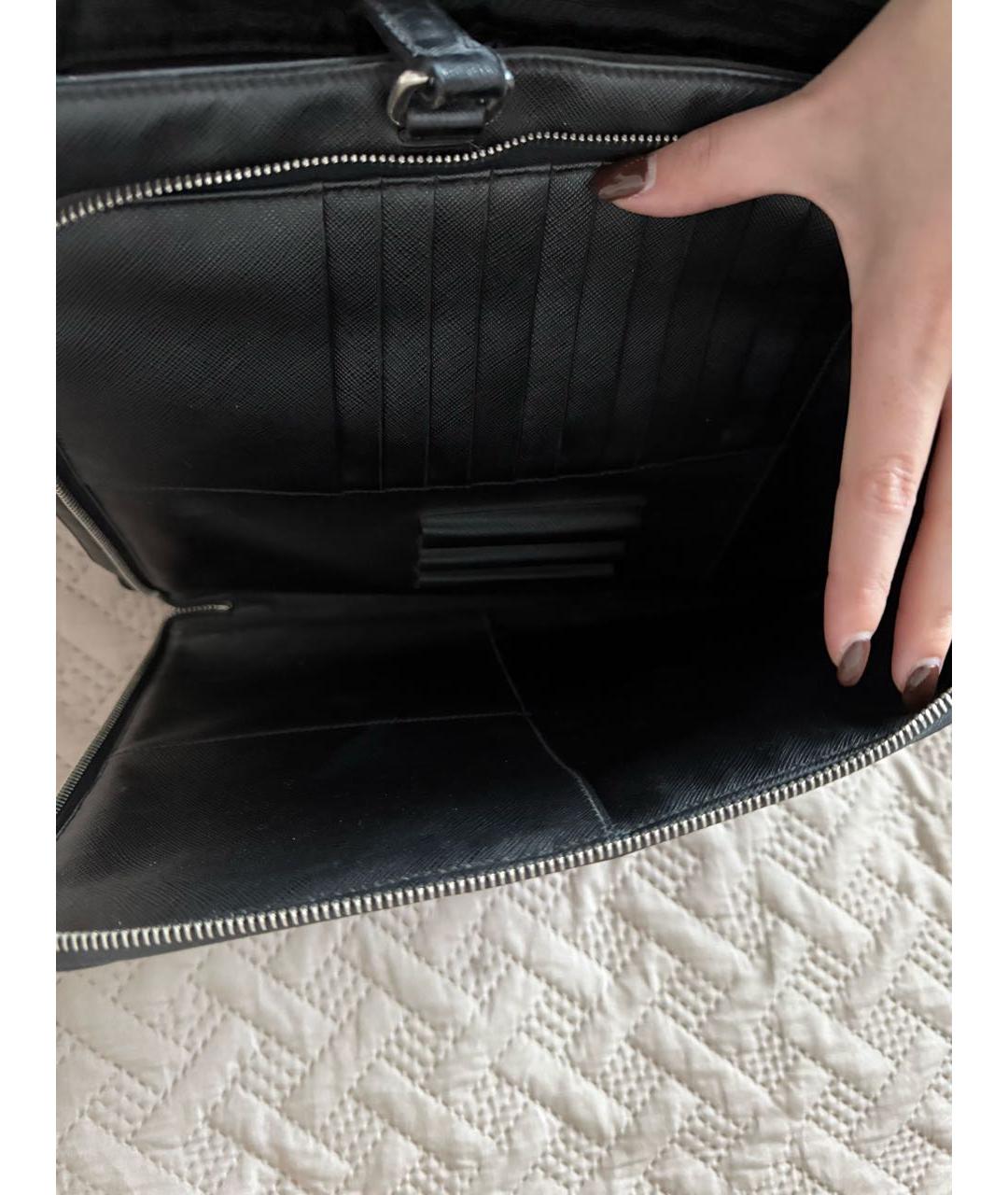 PRADA Черный кожаный портфель, фото 5