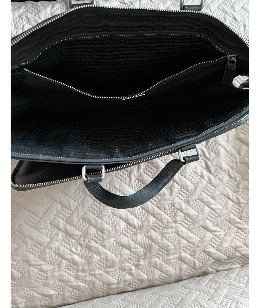 PRADA Черный кожаный портфель, фото 4