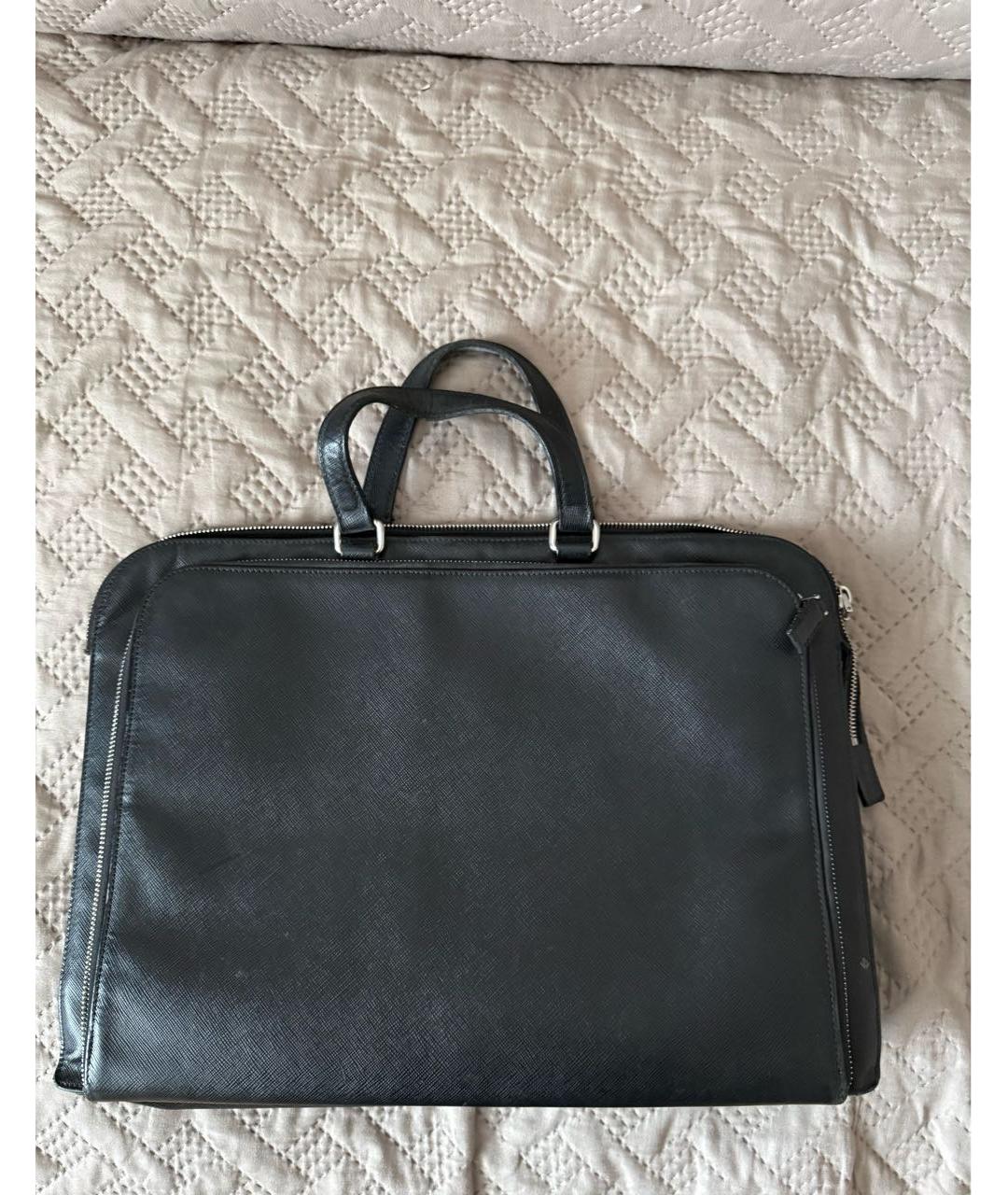 PRADA Черный кожаный портфель, фото 3