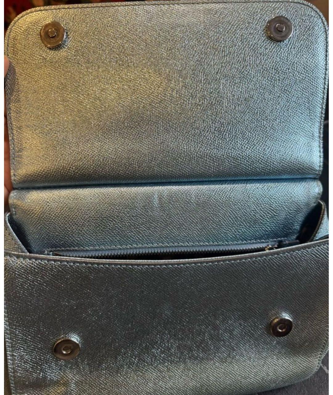 DOLCE&GABBANA Бирюзовая кожаная сумка через плечо, фото 3