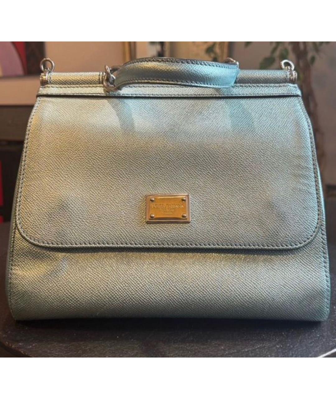 DOLCE&GABBANA Бирюзовая кожаная сумка через плечо, фото 2