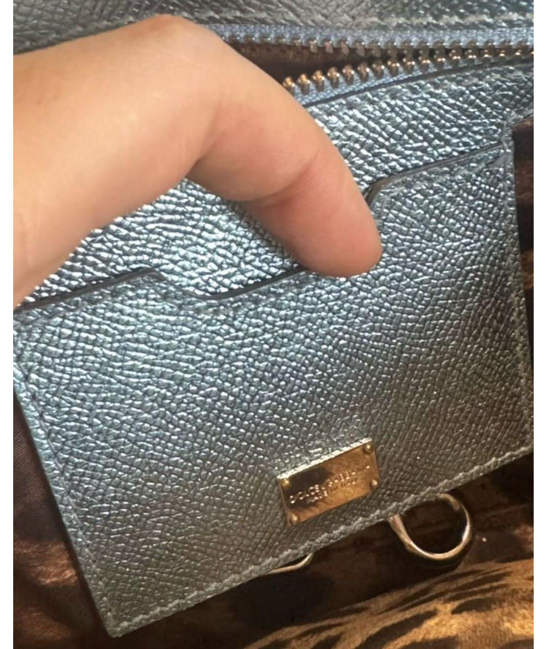 DOLCE&GABBANA Бирюзовая кожаная сумка через плечо, фото 4