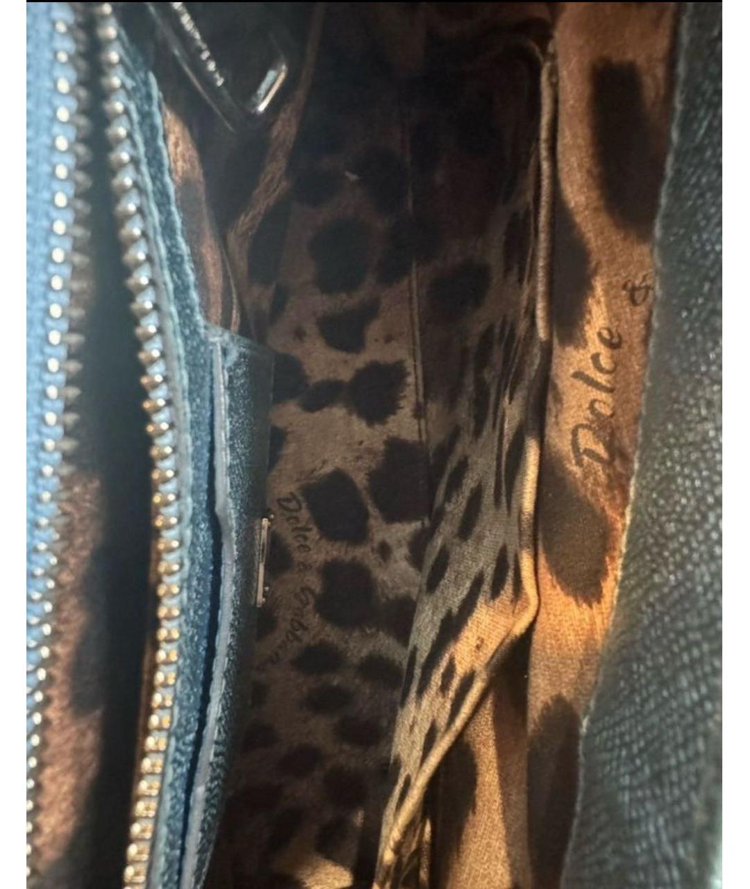 DOLCE&GABBANA Бирюзовая кожаная сумка через плечо, фото 5