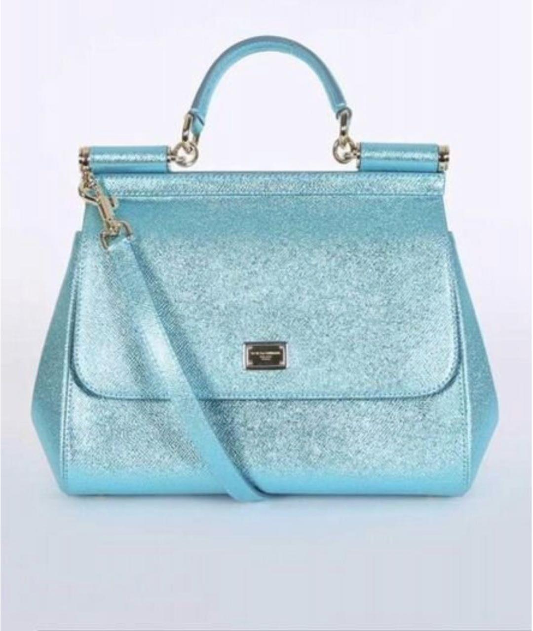 DOLCE&GABBANA Бирюзовая кожаная сумка через плечо, фото 6