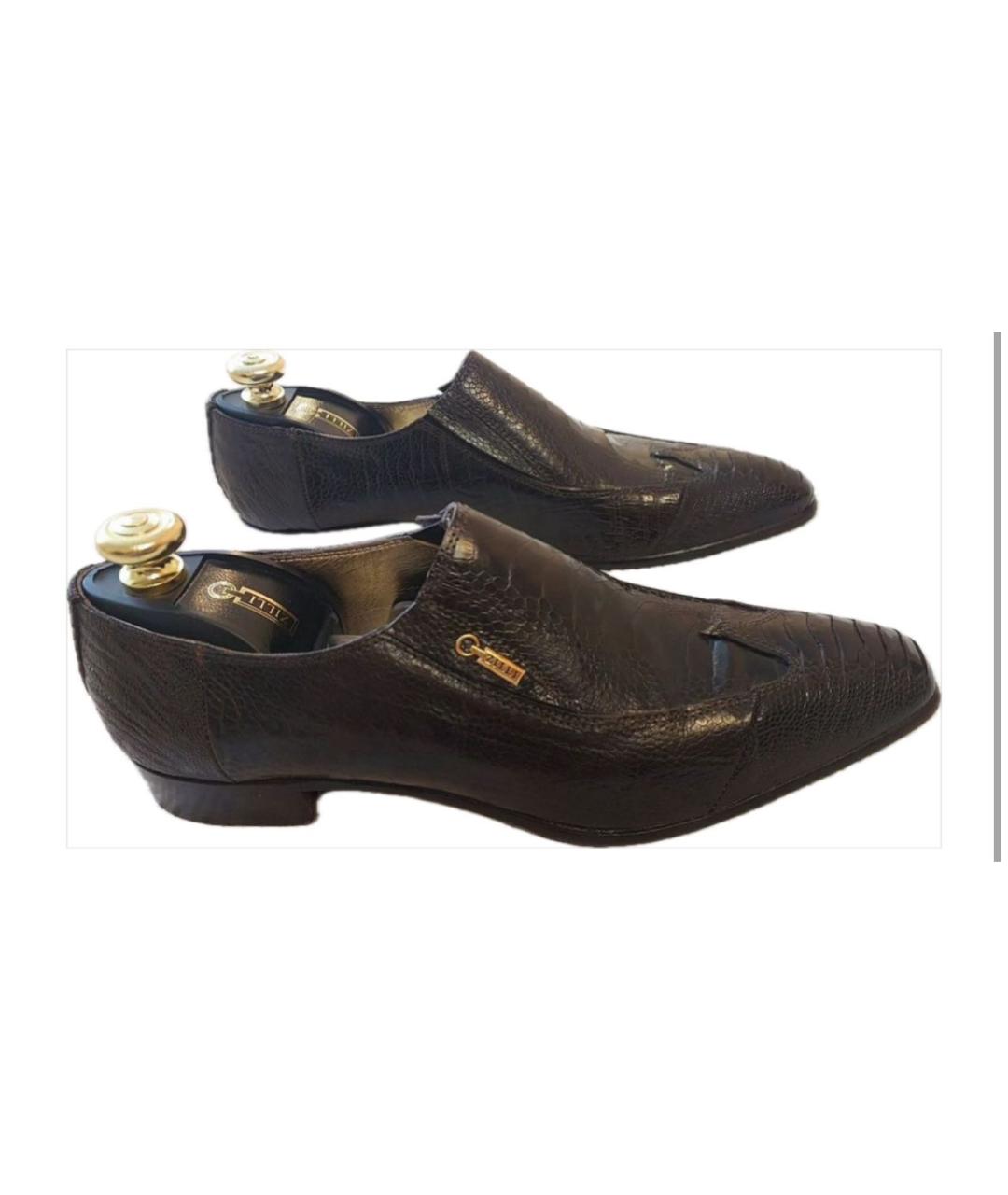 ZILLI Коричневые низкие ботинки из экзотической кожи, фото 6