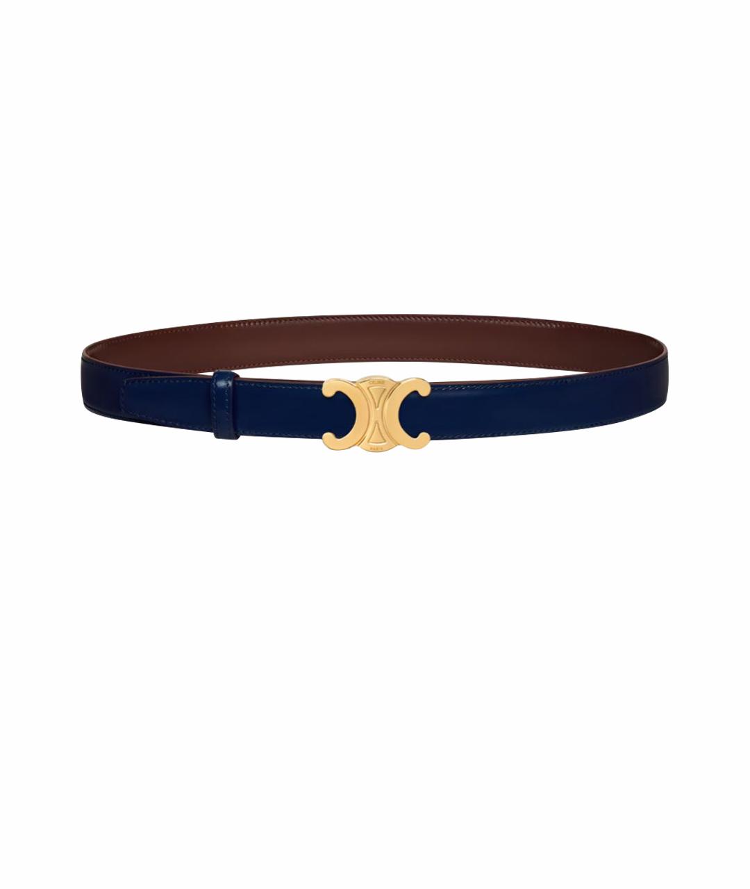 CELINE Темно-синий кожаный ремень, фото 1